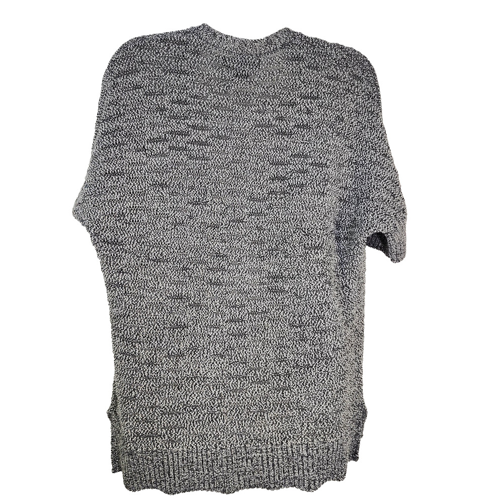 Tahari Cardigan Sweater Womens Medium Black White Knit Short Dolman Sleeve Tweed - Picture 2 of 9